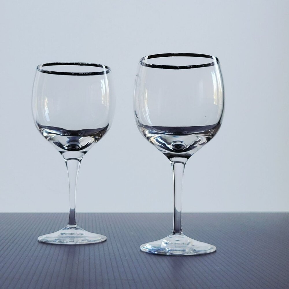 Vintage Lenox Weatherly Wine Glass Set of 2, Platinum Trim, c.1960-80s, Replacem